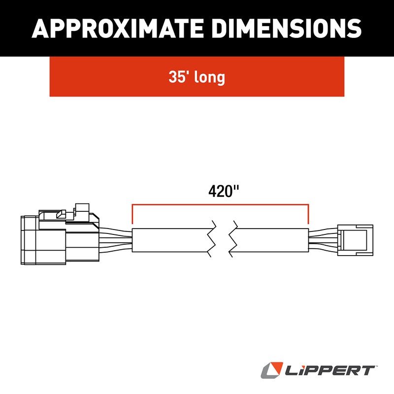 Lippert Components Lippert Hall Effects RV Level System Brain-to-Remote Sensor Harness, 35' Long Wiring Connection Cable, 3-Point Deutsch DT06 Connector, Fits 4- or 6-Point Control Board - 243688 - Image 2